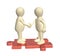Handshake two 3d mans on attached parts of puzzles