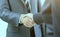 Handshake of the two businessmen, agreed in the contract.