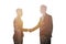 Handshake of two businessperson in office concept of partnership and teamwork.double exposure