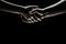 Handshake between the two partners. Rescue or helping gesture of hands. Concept of salvation. Hands of two people at the