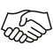 Handshake vector icon. Black illustration isolated for graphic and web design.