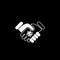 Handshake virus transmission icon isolated on dark background