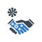 Handshake virus transmission vector glyph icon.