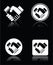 Handshake white icons set on black background