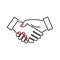 Handshake woman icon,  line illustration