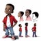 Handsome 10-Year-Old Black Boy with White Background, Made with Generative AI