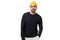 handsome 30s authentic brunet male adult in black sweatshirt posing as model on white background with copy space