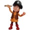 Handsome 3D cartoon pirate with cute smile while carrying map