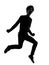 Handsome african young man jumping screaming silhouette