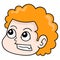 Handsome afro orange haired boy head, doodle icon drawing