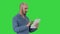 Handsome arabic business man using tablet on a Green Screen, Chroma Key.