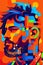 handsome beard man portrait creative oil painting colorful masterpiece painting abstract man face creative art