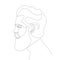Handsome bearded young man, continuous line drawing art