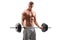 Handsome bodybuilder exercising with a barbell