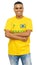 Handsome brazilian foorball fan with yellow jersey