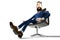 Handsome cartoon businessman sitting in office chair - 3D illustration