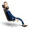 Handsome cartoon businessman sitting in office chair - 3D illustration