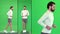 Handsome caucasian male athlete jogging on a Green Screen, Chroma Key.