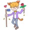 Handsome celebrity singer performing with romantic roses, doodle icon image kawaii