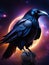 handsome cosmic raven god looking at viewer fierce