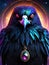 handsome cosmic raven god looking at viewer fierce