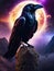 handsome cosmic raven god looking at viewer fierce