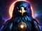 handsome cosmic raven god looking at viewer fierce