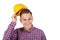 Handsome craftsman with yellow helmet