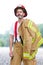 Handsome fireman in uniform standing outdoors