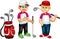 Handsome golfer cartoon standing with thumb up and smile