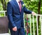 Handsome groom at wedding waiting for bride