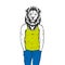 A handsome guy with a sports body and a lion`s head. A man in stylish clothes. Fashion and style, clothing and accessories.