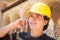 Handsome Hispanic Contractor with Hard Hat