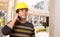 Handsome Hispanic Contractor with Hard Hat