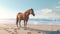 Handsome horse at the beach ocean view Generative AI, Generative, AI