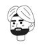 Handsome indian man in turban monochrome flat linear character head