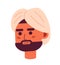 Handsome indian man in turban semi flat vector character head