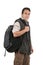 Handsome latin young man wearing backpack and vest