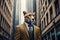 Handsome male cheetah in a business suit, portrait. Generative ai