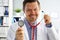 Handsome male doctor put on stethoscope portrait