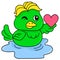 Handsome male duck is in love, doodle icon image kawaii