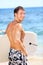 Handsome male surfer portrait on summer beach