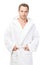 Handsome man in bathrobe