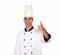 Handsome man in chef uniform showing good job sign