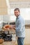 Handsome man cooking in the kitchen