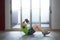 Handsome Man Doing Sit-ups On A multicolored Exercise Mat