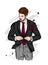 Handsome man in a jacket, shirt and tie and pants. Stylish guy in a suit. Vector illustration, fashion and style.