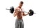 Handsome man lifting a heavy barbell