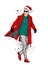 A handsome man in a long coat, trousers, shoes and glasses. Fashionable look. Vector illustration Christmas and New Year.