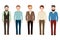 Handsome man wearing in casual european suits. Young businessman in fashion clothes. Vector male characters isolated